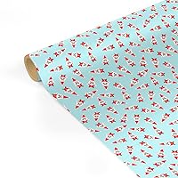 Clairefontaine - Ref 223886C - Christmas Tiny Rolls Wrapping Paper (Single Roll) - 35cm Width x 5m Length, 80gsm Coated Paper - Blue with Mini Santa Design