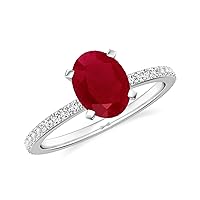 Natural Ruby Oval Solitaire Ring for Women Girls in Sterling Silver / 14K Solid Gold/Platinum