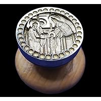 Brass Metal Seal Stamp for Holy Bread Orthodox Liturgy Traditional Prosphora Baking Cookies Bakeware Baking Forms Molds - Entry of the Most Holy Virgin into the Temple (⌀ 1.18-2.56 inches / 30-65 mm)