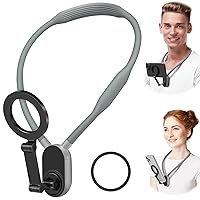 Keweis Magnetic Neck Phone Holder Cell Phone Mount, Hand Free POV/Vlog Flexible Phone Neck Holder Around Chest Stand Video Recording Fit for iPhone 15 14 13 12 Pro Max Plus Mini (Grey)