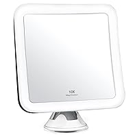 Fancii 10X Magnifying Lighted Makeup Mirror - Daylight LED Vanity Mirror - Compact, Cordless, Locking Suction, 6.5