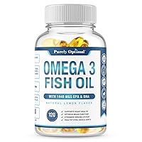 Sports Research Triple Strength Omega 3 Fish Oil - Burpless Fish Oil  Supplement w/EPA & DHA Fatty Acids from Single-Source Wild Alaskan Pollock  - 1250