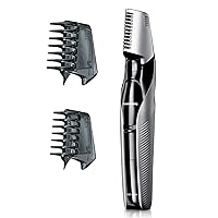 Body Hair Trimmer for Men, Cordless Waterproof Design, V-Shaped Trimmer Head with 3 Comb Attachments for Gentle, Full Body Grooming, ER-GK60-S (Silver)