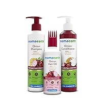 Mamaearth Onion Hair Care Kit for Hair Fall Control | with Onion Oil 150ml + Shampoo 250ml + Conditioner 250ml | Anti Hair Loss & Hair Growth Formula | 3 Piece Set