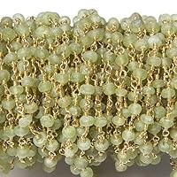 3mm Frosted Peridot rondelle Gold Plated Chain by The Foot 38 Pieces