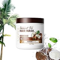 Coconut Oil Hair Mask, Treatment Deep Hydration Hair Repair Mask Conditioner, Deep Conditioning, Hair Thickening, Restore Dry, Fragile and Dyed Hair, Paraben Free, Cruelty Free, 17 oz (1Pc)