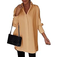 T Shirts for Women Trendy, Summer Tops 2024 Long Sleeved Casual Side Slit Plus Size Dress, S XXXXXL