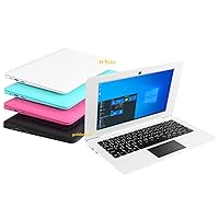 Windows 10 Computer Laptop Mini 10 Inch 32GB Ultra Thin and Light Netbook Intel Quad Core CPU PC HDMI WiFi USB Netflix YouTube (White)