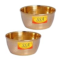 Heavy Gauge Pure Brass Bowl/Pooja Bowl/Katori Serving Bowl Set - (Silver Touch Apple 2020 Design, Vol - 150 ML Each) Set of 2 Pcs
