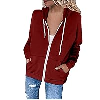 ZunFeo Zip Up Hoodie Y2k Women Long Sleeve Casual Sweatshirts Lightweight Drawstring Sweater Jackets Fall Fashion Clothes
