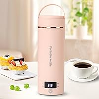 Travel Electric Kettle Portable Mini Kettle,Small Hot Water Boiler with 4 Temperature Settings,304 Stainless Steel,Fast Boiling Water with Auto Shut-Off and Boil Dry Protection (Pink, 400ml)