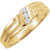 14k Yellow Gold 0.13 Dwt Mens Polished Mens Diamond Wedding Band Ring Size 11 Jewelry for Men