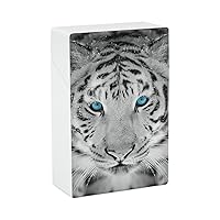 Wild White Tiger Cigarette Box One-Hand Flip-Top Cigarette Case Holder Gift for Men Women