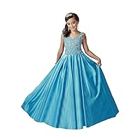 Girls Sweetheart Beadings Satin Floor Length Pageant Party Dresses