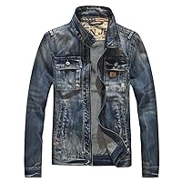 Motorcycle Denim Jackets Men Streetwear Washed Zipper Cowboy Coats Mens Vintage Slim Fit Cycling Jeans Jacket