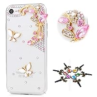 STENES Sparkle Wallet Phone Case Compatible with Google Pixel 3 XL [Stylish] 3D Handmade Bling Butterfly Crystal Diamond Design Girls Women Cover - Pink