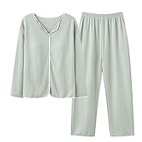 Womens Comfy Modal Pjs Sets Built in Padded Bra Long Sleeve Tops with Wide Leg Pants 2Pcs Loungeswear Sleepswear