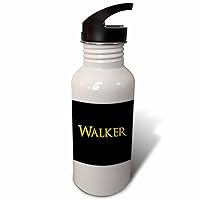 3dRose Walker popular baby boy name in the USA. Yellow on black charm - Water Bottles (wb-364523-2)