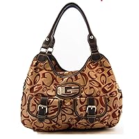 Designer Inspired Black Brown G Monogram Pocket Satchel L Hobo Bag Handbag