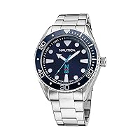 Nautica N83 Men's NAPFWF118 N83 Finn World Silver-Tone/Blue/SST Bracelet Watch