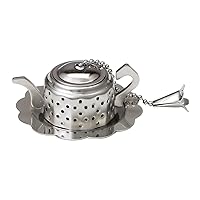 HIC Kitchen Tea Infuser, Teapot Shape with Drip Tray, 18/8 Stainless Stee