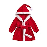 Kuriozud Unisex Toddler Baby Girl Boy Robes Fuzzy Hoodie Bathrobe Plush Beach Robe Towel Cover Ups Housecoat