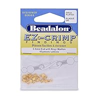 Artistic Wire Beadalon EZ-Crimp End 3-1/2mm Ring Gold Plated, 10-Piece