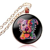 Pit Bull Dog Necklace, American Pitbull Pendant, Terrier Pet Puppy Rescue Chain Necklace, Bulldog Jewelry for Animal Lover Accessories