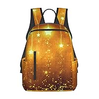 Backpack Lightweight Casual Fashion Laptop Backpack Yellow Brown Stars Printed Shoulders Bag For Women Men