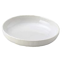 Japanese Pottery Open Plain White Glaze 7.0 Shallow Bowl [8.3 x 1.6 inches (21 x 4 cm)] Restaurant, Ryokan, Japanese Tableware, Restaurant, Commercial Use