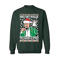 ALLNTRENDS When they Realize the Eggnog is Spiked Ugly Christmas Sweater Leo Laughing Dank Meme Xmas Graphic Sweatshirt