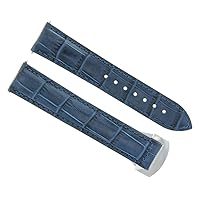 Ewatchparts 22MM LEATHER STRAP BAND COMPATIBLE WITH OMEGA SEAMASTER PLANET OCEAN WATCH BUCKLE CLASP BLUE