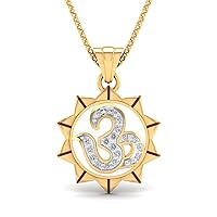 SwaraEcom 14K Yellow Gold Plated Round Cut Cubic Zirconia Om Aum Hindu Symbol Pendant Fashion Jewelry