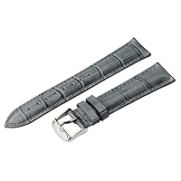 Clockwork Synergy - 2- Piece Croco Grain Ss Leather Watch Band Strap 28mm - Grey - Male and Female Watches