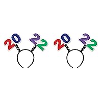 Beistle 2 Piece Happy New Year 2022 Headband Boppers NYE Photo Booth Props for Graduation Party Supplies