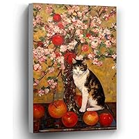 RAXES 8X10 Apple Blossom With A Cat 1 Art Nouveau Klimt Style Living bedroom office decoration children room printed photo paper poster