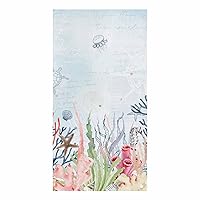 Kitchen Towel Tea Towels,Ocean Coral Jellyfish Turtle Seahorse Dish Towels Absorbent Quick Drying Hand Towel Dish Cloths 1 Pack,Underwater World Marine Theme Sealife Dishcloth with Hanging Loop