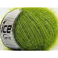 Spring Green Sparkle Soft - Ice Yarns Metallic Lurex Nylon Short Eyelash Yarn 50gr (1.76ounces) 140m (153 Yards)