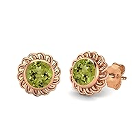 6mm Round Shape Peridot 925 Sterling Silver Celtic Knot Stud Earrings Minimalist Delicate Jewelry