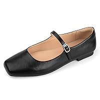 Women Mary Jane Shoes,Square Toe Flats Ballet Flats for Women, Comfortable Ankle Strap,Easy to take on and Off,Matched with Skirts, Dress,Jeans and More.