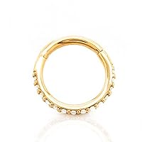 Tilum 16g 14kt Yellow Gold Diamond Clicker Ring for Nose, Septum, Ear Lobe, Cartilage, Daith, Helix Piercing Jewelry for Women and Men