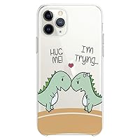 TPU Case Compatible with iPhone 15 14 13 12 11 Pro Max Plus Mini Xs Xr X 8+ 7 6 5 SE Dinosaur Funny Hug Me Cute Love Animals Slim fit Clear Green Print Girls Design Flexible Silicone Cute Kids