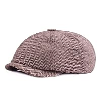Hunting Hat Comfortable Men's Cotton Adjustable Newsboy Beret Ivy Cab Driver Flat Cap (Color: Khaki)