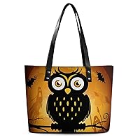 Womens Handbag Black Owl Leather Tote Bag Top Handle Satchel Bags For Lady