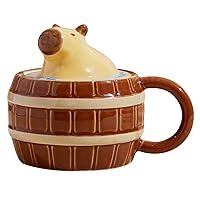 Cute Mug 3D Capybara Mug Cute Ceramic Coffee Mug with Lid and Handle Cartoon Tea Cup Microwave Oven Safe Novelty Animal Milk Mug for Home Office