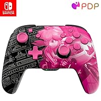 PDP REMATCH GLOW Enhanced Wireless Nintendo Switch Pro Controller, Rechargeable 40 hour battery power, Customizable Gaming Buttons, 30-foot Range, Licensed by Nintendo: Mario Kart Grand Prix Princess Peach (Pink)