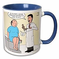 3dRose Medical Second Opinion for Prostate Exam Two Tone Mug, 11 oz, Blue