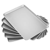 CROSSON 16× 24 Inch Cookie Sheet Pans Set of 6-Baking Tray Jelly Roll Pan Set Commercial Grade Aluminum Coated Statinless Steel Bun Pan for Oven,Freezer,Bakery Hotel Restaurant