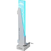 MSI MPG ARGB Graphics Card Stand - Prevents Graphics Card Bending, 8mm Tempered Glass, Magnetic Base, Tool-Free Installation, White