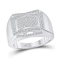 The Diamond Deal Sterling Silver Mens Round Diamond Cluster Ring 1/5 Cttw